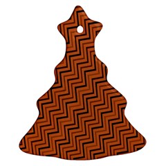 Brown Zig Zag Background Ornament (christmas Tree)  by BangZart