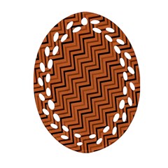 Brown Zig Zag Background Ornament (oval Filigree) by BangZart