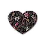 Flower Art Pattern Rubber Coaster (Heart)  Front