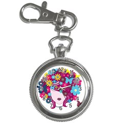 Beautiful Gothic Woman With Flowers And Butterflies Hair Clipart Key Chain Watches by BangZart