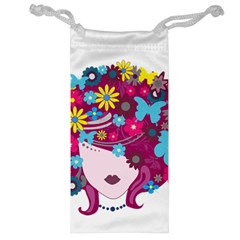 Beautiful Gothic Woman With Flowers And Butterflies Hair Clipart Jewelry Bag by BangZart
