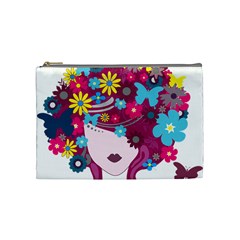 Beautiful Gothic Woman With Flowers And Butterflies Hair Clipart Cosmetic Bag (medium)  by BangZart