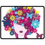 Beautiful Gothic Woman With Flowers And Butterflies Hair Clipart Double Sided Fleece Blanket (Large)  80 x60  Blanket Front