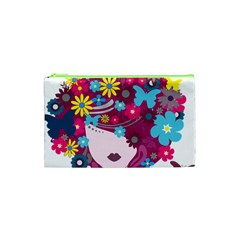 Beautiful Gothic Woman With Flowers And Butterflies Hair Clipart Cosmetic Bag (xs)