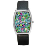 Monster Party Pattern Barrel Style Metal Watch Front