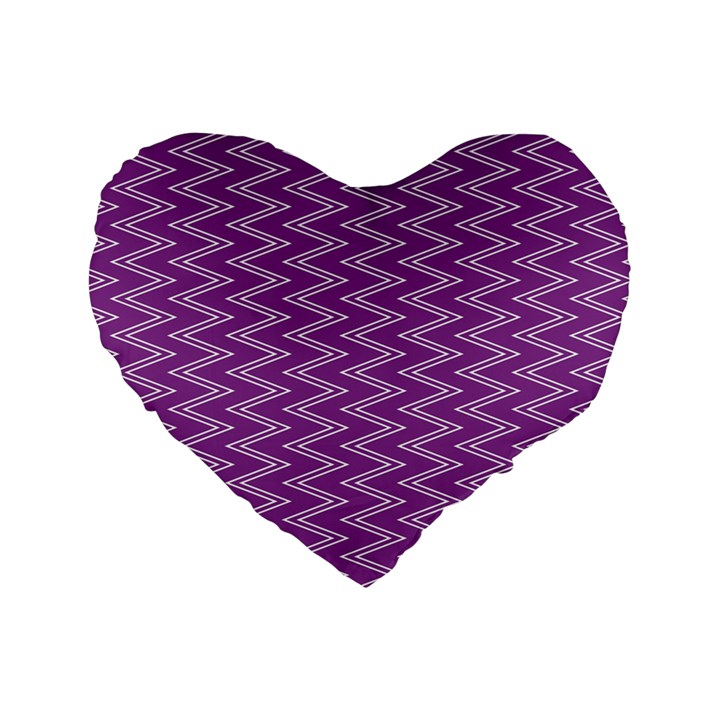 Zig Zag Background Purple Standard 16  Premium Heart Shape Cushions