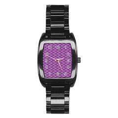 Zig Zag Background Purple Stainless Steel Barrel Watch