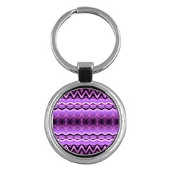 Purple Pink Zig Zag Pattern Key Chains (round)  by BangZart