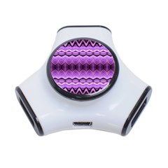 Purple Pink Zig Zag Pattern 3-port Usb Hub by BangZart