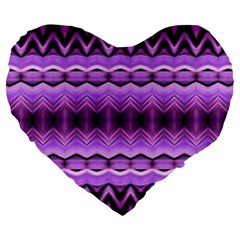 Purple Pink Zig Zag Pattern Large 19  Premium Flano Heart Shape Cushions by BangZart