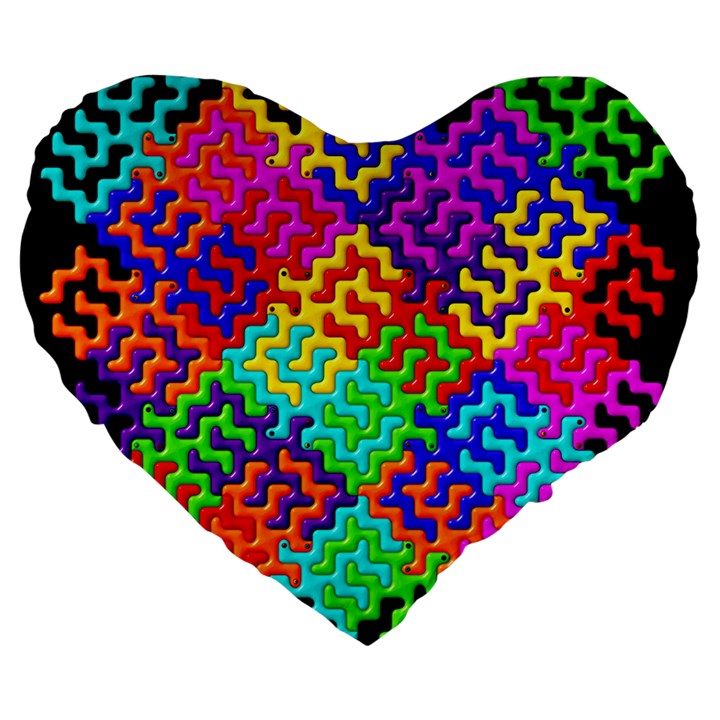 3d Fsm Tessellation Pattern Large 19  Premium Flano Heart Shape Cushions