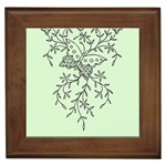 Illustration Of Butterflies And Flowers Ornament On Green Background Framed Tiles Front