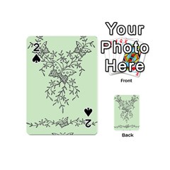 Illustration Of Butterflies And Flowers Ornament On Green Background Playing Cards 54 (mini)  by BangZart
