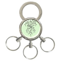 Illustration Of Butterflies And Flowers Ornament On Green Background 3-ring Key Chains by BangZart