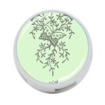 Illustration Of Butterflies And Flowers Ornament On Green Background 4-Port USB Hub (One Side) Front