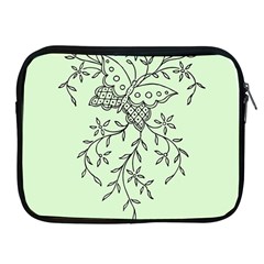 Illustration Of Butterflies And Flowers Ornament On Green Background Apple Ipad 2/3/4 Zipper Cases by BangZart