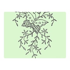 Illustration Of Butterflies And Flowers Ornament On Green Background Double Sided Flano Blanket (mini) 