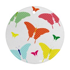 Beautiful Colorful Polka Dot Butterflies Clipart Round Ornament (two Sides) by BangZart