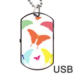 Beautiful Colorful Polka Dot Butterflies Clipart Dog Tag USB Flash (Two Sides) Back