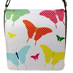 Beautiful Colorful Polka Dot Butterflies Clipart Flap Messenger Bag (s)