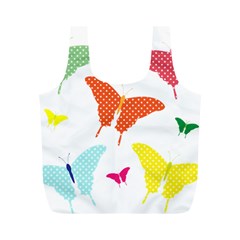 Beautiful Colorful Polka Dot Butterflies Clipart Full Print Recycle Bags (m) 