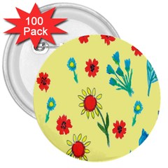 Flowers Fabric Design 3  Buttons (100 Pack)  by BangZart
