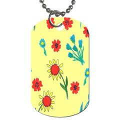 Flowers Fabric Design Dog Tag (one Side)