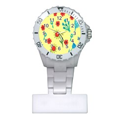 Flowers Fabric Design Plastic Nurses Watch