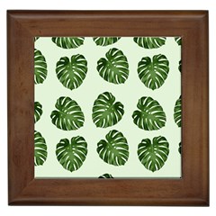 Leaf Pattern Seamless Background Framed Tiles