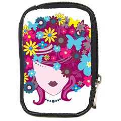 Beautiful Gothic Woman With Flowers And Butterflies Hair Clipart Compact Camera Cases by BangZart