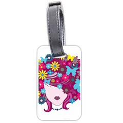 Beautiful Gothic Woman With Flowers And Butterflies Hair Clipart Luggage Tags (one Side)  by BangZart