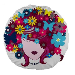 Beautiful Gothic Woman With Flowers And Butterflies Hair Clipart Large 18  Premium Round Cushions