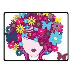 Beautiful Gothic Woman With Flowers And Butterflies Hair Clipart Double Sided Fleece Blanket (small) 