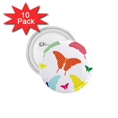 Beautiful Colorful Polka Dot Butterflies Clipart 1 75  Buttons (10 Pack)