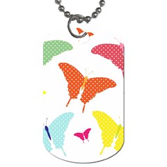 Beautiful Colorful Polka Dot Butterflies Clipart Dog Tag (two Sides) by BangZart