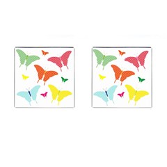 Beautiful Colorful Polka Dot Butterflies Clipart Cufflinks (square) by BangZart