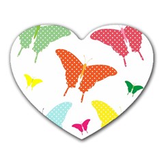 Beautiful Colorful Polka Dot Butterflies Clipart Heart Mousepads by BangZart