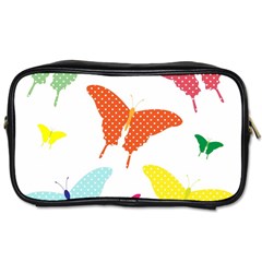 Beautiful Colorful Polka Dot Butterflies Clipart Toiletries Bags 2-side by BangZart