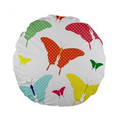 Beautiful Colorful Polka Dot Butterflies Clipart Standard 15  Premium Round Cushions