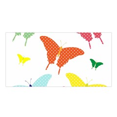 Beautiful Colorful Polka Dot Butterflies Clipart Satin Shawl by BangZart