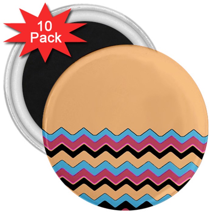 Chevrons Patterns Colorful Stripes 3  Magnets (10 pack) 