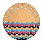 Chevrons Patterns Colorful Stripes Round Filigree Ornament (Two Sides) Back