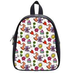 Cute Doodle Wallpaper Pattern School Bags (small)  by BangZart