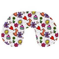 Cute Doodle Wallpaper Pattern Travel Neck Pillows