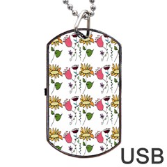 Handmade Pattern With Crazy Flowers Dog Tag Usb Flash (two Sides) by BangZart