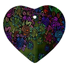 Grunge Rose Background Pattern Ornament (heart) by BangZart