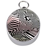 Abstract Fauna Pattern When Zebra And Giraffe Melt Together Silver Compasses Front