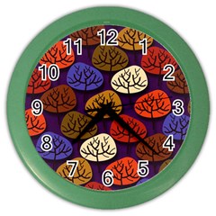 Colorful Trees Background Pattern Color Wall Clocks by BangZart