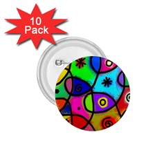 Digitally Painted Colourful Abstract Whimsical Shape Pattern 1 75  Buttons (10 Pack) by BangZart