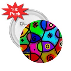 Digitally Painted Colourful Abstract Whimsical Shape Pattern 2 25  Buttons (100 Pack)  by BangZart